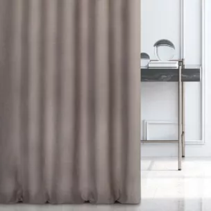 Zasłona szyta na taśmie 5 cm jasnobrązowa o naturalnym, gęstym splocie w stylu eko