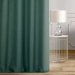 Zasłona szyta na taśmie 5 cm ciemnozielona z tkaniny o naturalnym splocie w stylu eko