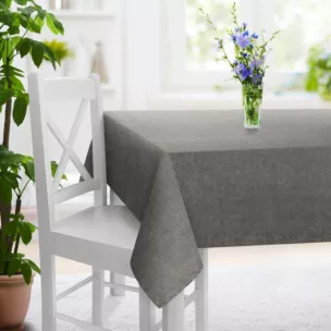 Obrus szyty popielaty z miękkiej w dotyku tkaniny szenilowej