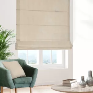 Roleta rzymska SAFARI kremowa z miękkiej welwetowej tkaniny z połyskiem