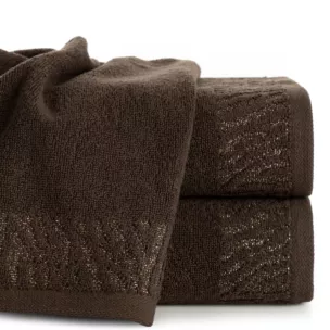 Ręcznik do rąk 30x50 cm bawełniany kolor brązowy z ozdobną błyszczącą bordiurą 500 g/m2 MARGO
