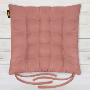 Poduszka na krzesło 40 x 40 x 6 cm  welurowa różowa z szesnastoma pikowaniami ADORE