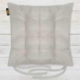 Poduszka na krzesło dwustronna 40 x 40 x 6 cm welurowa jasnoszara z dziewięcioma pikowaniami ADORE