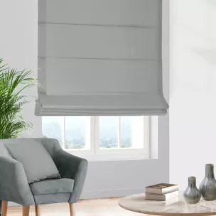 Roleta rzymska srebrna z gładkiej tkaniny zaciemniającej typu dimout