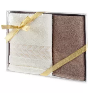 Zestaw ręczników bawełnianych na prezent 2 szt kolor kremowy, beżowy 450 g/m2 GLOW