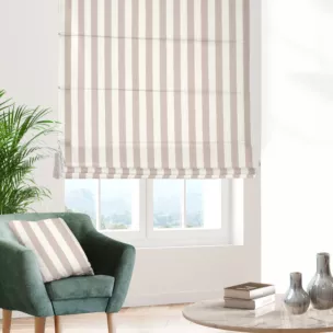 Roleta rzymska naturalno beżowa z tkaniny w pasy