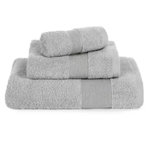 Ręcznik do rąk 30x50 cm bawełniany kolor srebrny z ozdobną błyszczącą bordiurą 500 g/m2 ZOJA