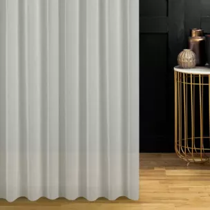 Firana szyta na tunelu VERONA kremowa z gładkiej matowej etaminy o naturalnym splocie, wykończona obciążnikiem