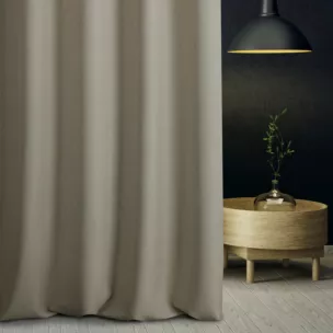 Zasłona szyta na taśmie 5 cm STYLE szara o naturalnym charakterze, z widocznym, ozdobnym splotem