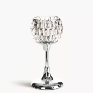 Świecznik dekoracyjny srebrno, grafitowy ze szlanym tłoczonym kielichem  rozmiar 11x22 cm SALMA