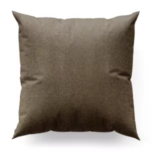 Poszewka szyta brązowa o naturalnym charakterze, z widocznym, ozdobnym splotem