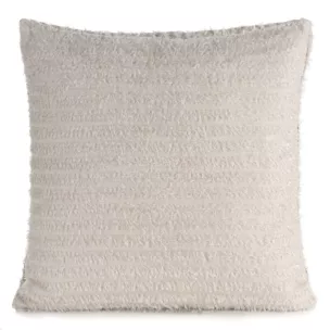 Poszewka na poduszkę 45x45 cm z tkaniny szyfonowej kolor beżowy zdobiona moherową nicią REINA Eva Minge