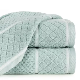 Ręcznik do rąk 30x50 cm bawełniany kolor miętowy o strukturze krateczki z ozdobną bordiurą 500 g/m2 FAVORI