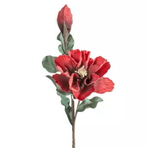 Kwiat sztuczny czerwony z plastycznej pianki foamiran 70 cm