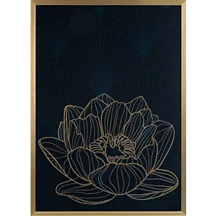 Obraz kwiatowy ze złotym lśniącym nadrukiem w złotej ramie 53x73 cm LOTOS 8 LIMITED COLLECTION