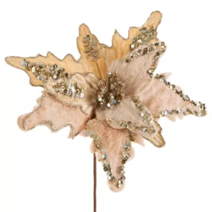 Świąteczny kwiat dekoracyjny z welwetu oraz przyjemnego futerka