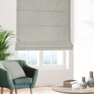 Roleta rzymska platynowa z tkaniny blackout zaciemniającej w 100% o naturalnej strukturze