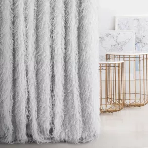 Zasłona szyta na taśmie 5 cm RAVENA srebrna z puszystej tkaniny w zwiewne frędzle Italissima Eva Minge