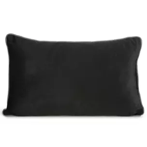 Poduszka 30 x 50 cm welwetowa czarna zdobiona kontrastującą wypustką na brzegach MELIA EUROFIRANY PREMIUM