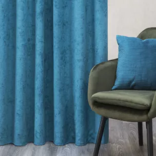 Zasłona turkusowa szenilowa 140x270 cm taśma - ANISA