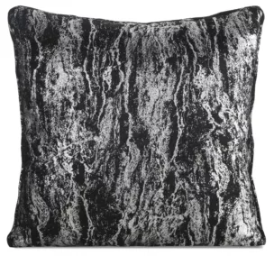 Poszewka na poduszkę 45x45 cm czarno, srebrna z przecieranym błyszczącym nadrukiem ELISE