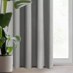 Zasłona szara z gładkiej tkaniny zaciemniającej typu - BLACKOUT 135x250 cm przelotka - PARISA - Design 91