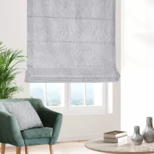 Roleta rzymska RAVENA srebrna z puszystej tkaniny w zwiewne frędzle Italissima Eva Minge