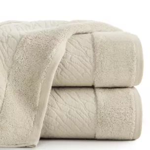 Ręcznik kąpielowy 50x90 cm bawełniany kolor beżowy zdobiony metaliczna nicią 500 g/m2 ROYAL