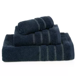 Ręcznik do rąk 30x50 cm bawełniany kolor granatowy w błyszczące paseczki AMIRA