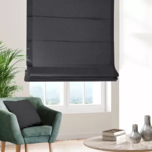 Roleta rzymska grafitowa z tkaniny o naturalnym splocie w stylu eko