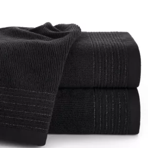 Ręcznik do rąk 30x50 cm bawełniany kolor czarny zdobiony błyszczącą bordiurą 500 g/m2 LARI