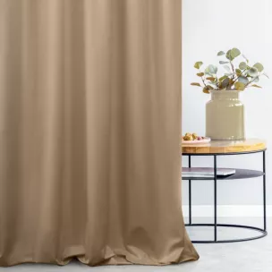 Zasłona szyta na tunelu beżowa z miękkiej tkaniny welwetowej