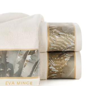 Ręcznik kąpielowy 70x140 cm bawełniany kolor beżowy z designerską bordiurą 500 g/m2 EVA 17 Eva Minge