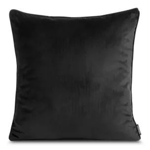 Poszewka na poduszkę 45x45 cm z miękkiego welwetu czarna wykończona lamówką MADIE
