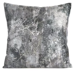 Poszewka na poduszkę 45x45 cm welwetowa szara zdobiona metalicznym wzorem ESTER