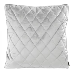 Poszewka na poduszkę 45x45 cm welwetowa, srebrna pikowana we wzór karo z ozdobną wypustką VELVET 27 Eurofirany Premium