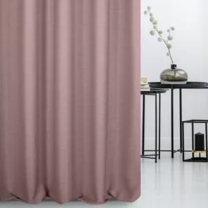 Zasłona szyta na taśmie 5 cm ciemnoróżowa z miękkiej tkaniny o naturalnym splocie w stylu ekologicznym