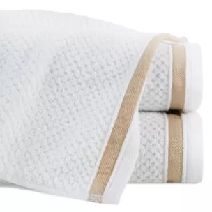 Ręcznik do rąk 30x50 cm bawełniany kolor biały w pasy 500 g/m2 MADLEN