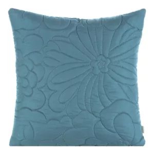 Poszewka na poduszkę 40x40 cm niebieska z kwiatowym wzorem wykonanym techniką hot press ALARA DESIGN 91