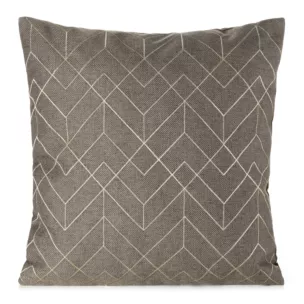 Poszewka na poduszkę 45x45 cm ciemnobeżowa z złotym geometrycznym haftem MILA
