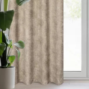 Zasłona beżowa z tkaniny szenilowej 135x250 przelotka - ALETA