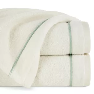 Ręcznik do rąk 30x50 cm bawełniany kolor kremowy z kontrastującymi paseczkami 500 g/m2 SIBEL