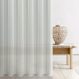 Tkanina firanowa lekki woal w stylu eko o niestandardowej wysokości 360 cm zakończona obciążnikiem