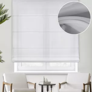 Roleta rzymska srebrna z delikatnej, miękkiej w dotyku żorżety, wykończonej obciążnikiem