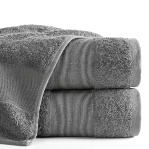 Ręcznik do rąk 30x50 cm bawełniany kolor stalowy z ozdobną błyszczącą bordiurą 500 g/m2 ZOJA