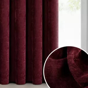 Zasłona bordowa z szenilowej tkaniny 140x250cm przelotki - VANI