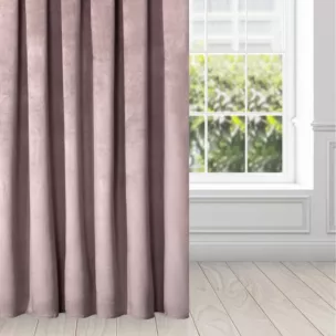 Zasłona pudrowo różowa z miękkiego welwetu 140x250 cm przelotka - SUZANA