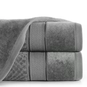 Ręcznik do rąk 30x50 cm bawełniany kolor stalowy z welwetową bordiurą 500 g/m2 JESSI