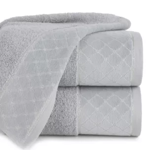 Ręcznik kąpielowy 50x90 cm bawełniany kolor srebrny z miękką szenilową bordiurą 520 g/m2 MARTHA