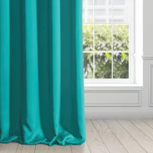 Zasłona turkusowa zaciemniająca gładka półmatowa 135x270 cm taśma - LOGAN